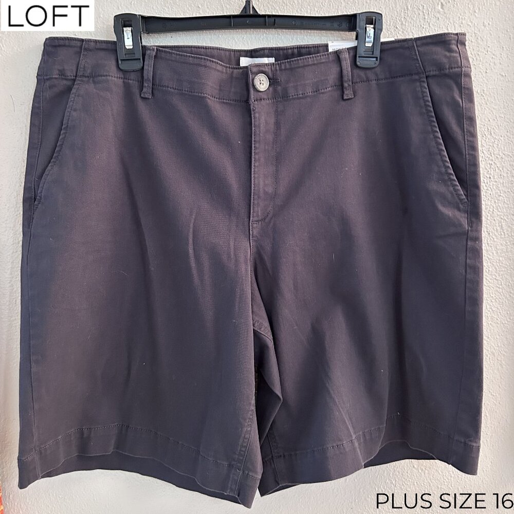 LOFT Monroe Bermuda Shorts – Charcoal – Size 16 – New with Tags